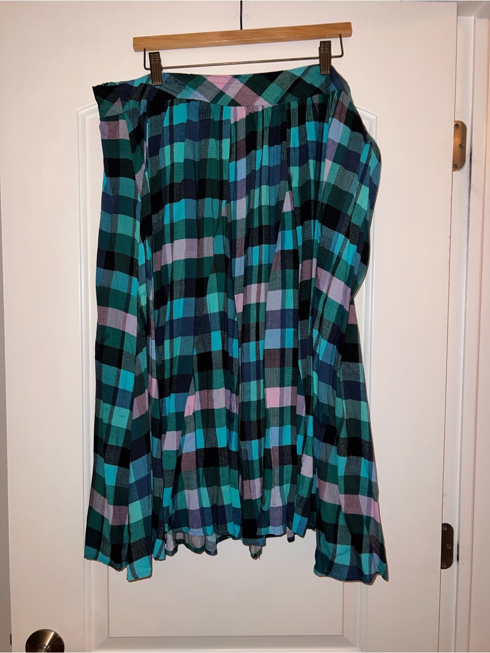 torrid Teal, Black & Lavender Plaid Midi Skirt